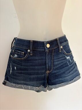 Abercrombie & Fitch Dark Blue Distressed Denim Shorts